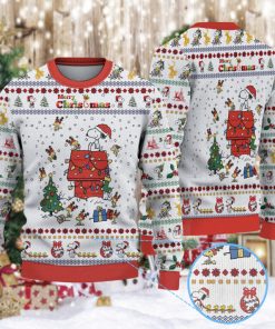 Snoopy And Woodstock Reindeer In Red Baron Gear Christmas Knitted Sweater