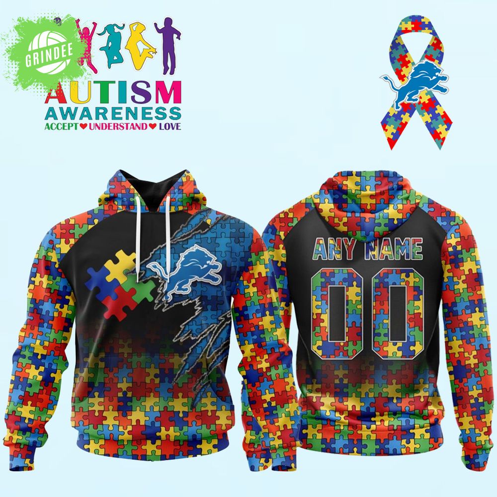 Autism Awareness Detroit Lions Hoodie 3D Unisex Hoodie Autism Awareness Detroit Lions Hoodie 3D Unisex Hoodie