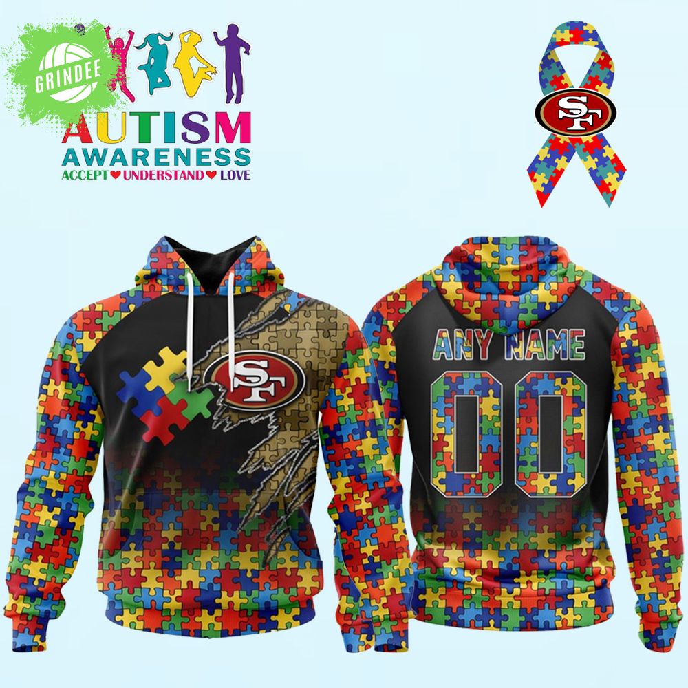 Autism Awareness San Francisco 49ers Hoodie 3D Unisex Hoodie Autism Awareness San Francisco 49ers Hoodie 3D Unisex Hoodie