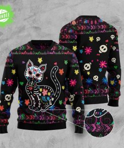 Cat Sugar Skull Ugly Christmas Sweater