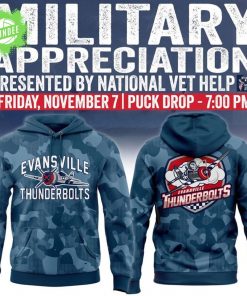 Evansville Thunderbolts ”Military Night ” Hoodie 2025