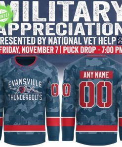 Evansville Thunderbolts ”Military Night ” Jersey 2025