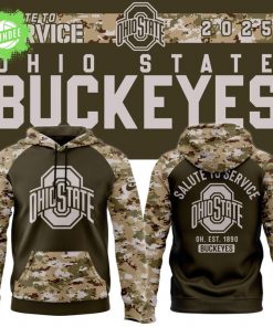 Men’s Nike Ohio State Football Olive/camo 2025 Salute To Service Hoodie