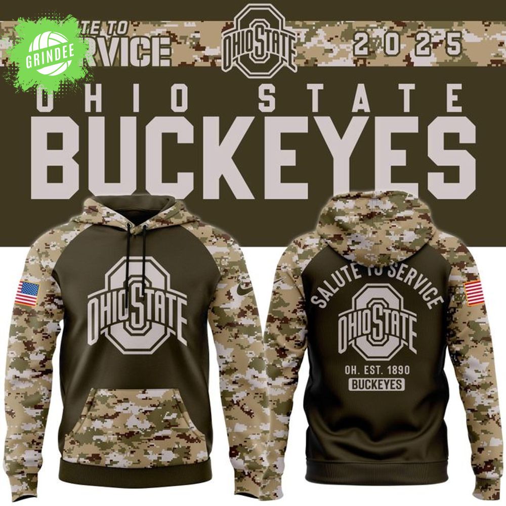 Men's Nike Ohio State Football Olive/camo 2025 Salute To Service Hoodie Men's Nike Ohio State Football Olive/camo 2025 Salute To Service Hoodie