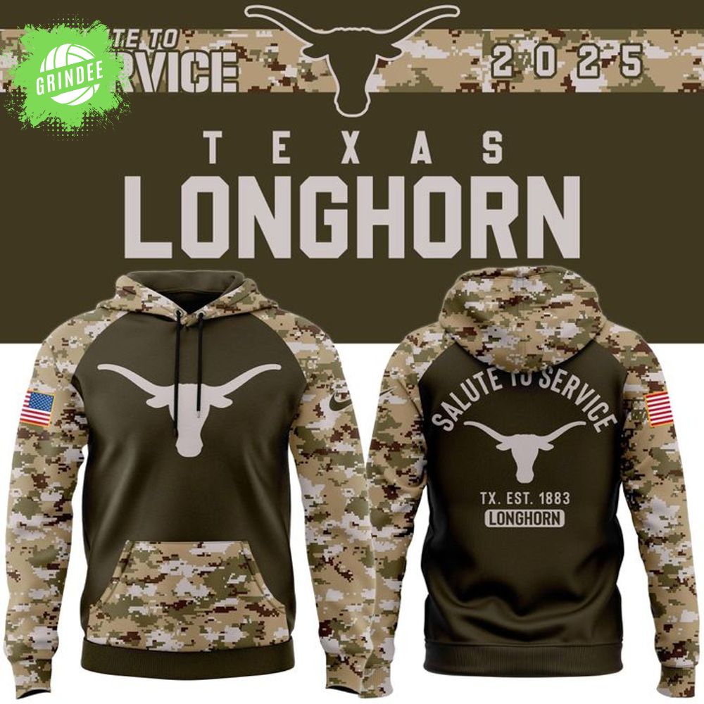 Texas Longhorns Football 2025 Salute To Service Hoodie Texas Longhorns Football 2025 Salute To Service Hoodie