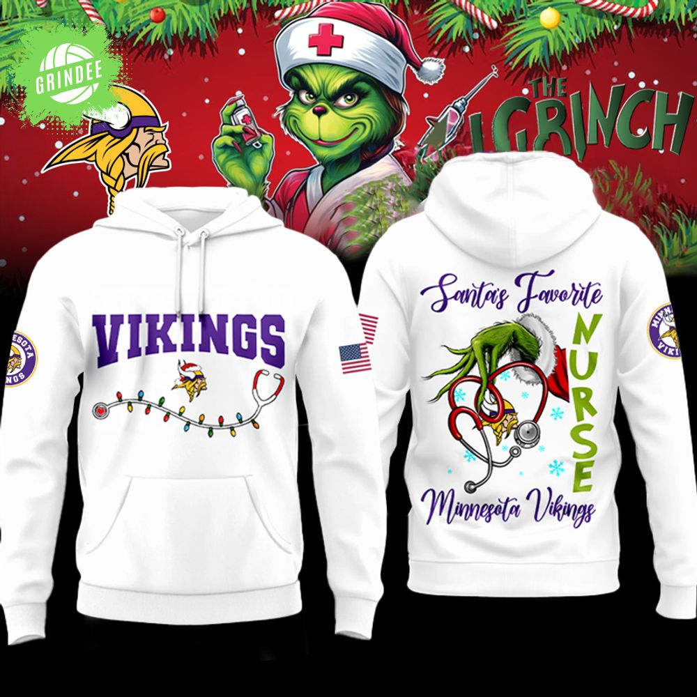 Minnesota Vikings x Christmas Grinch Nurse Night Specical 2026-3D Unisex Hoodie Minnesota Vikings x Christmas Grinch Nurse Night Specical 2026-3D Unisex Hoodie