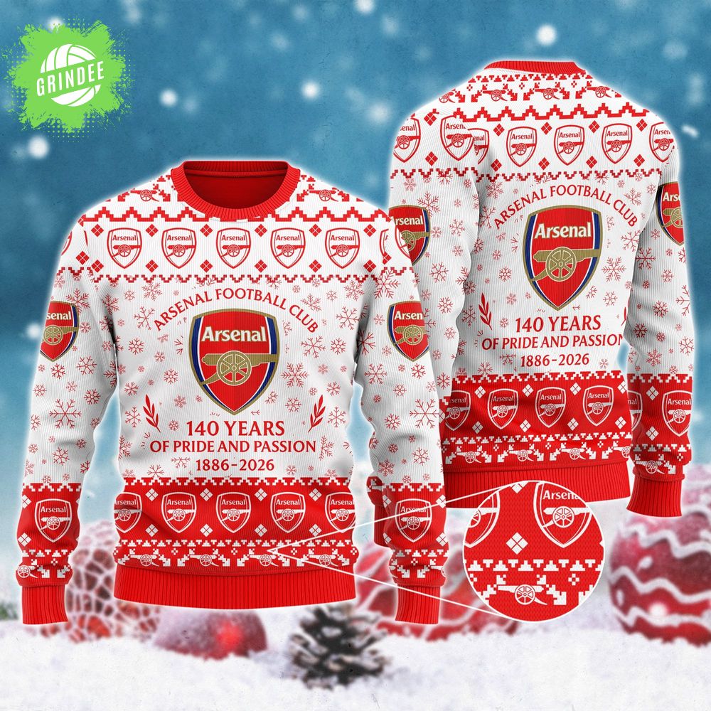New Limited Edition Arsenal F.C. 140 YEARS 3D Noel Hoodie Sweater New Limited Edition Arsenal F.C. 140 YEARS 3D Noel Hoodie Sweater