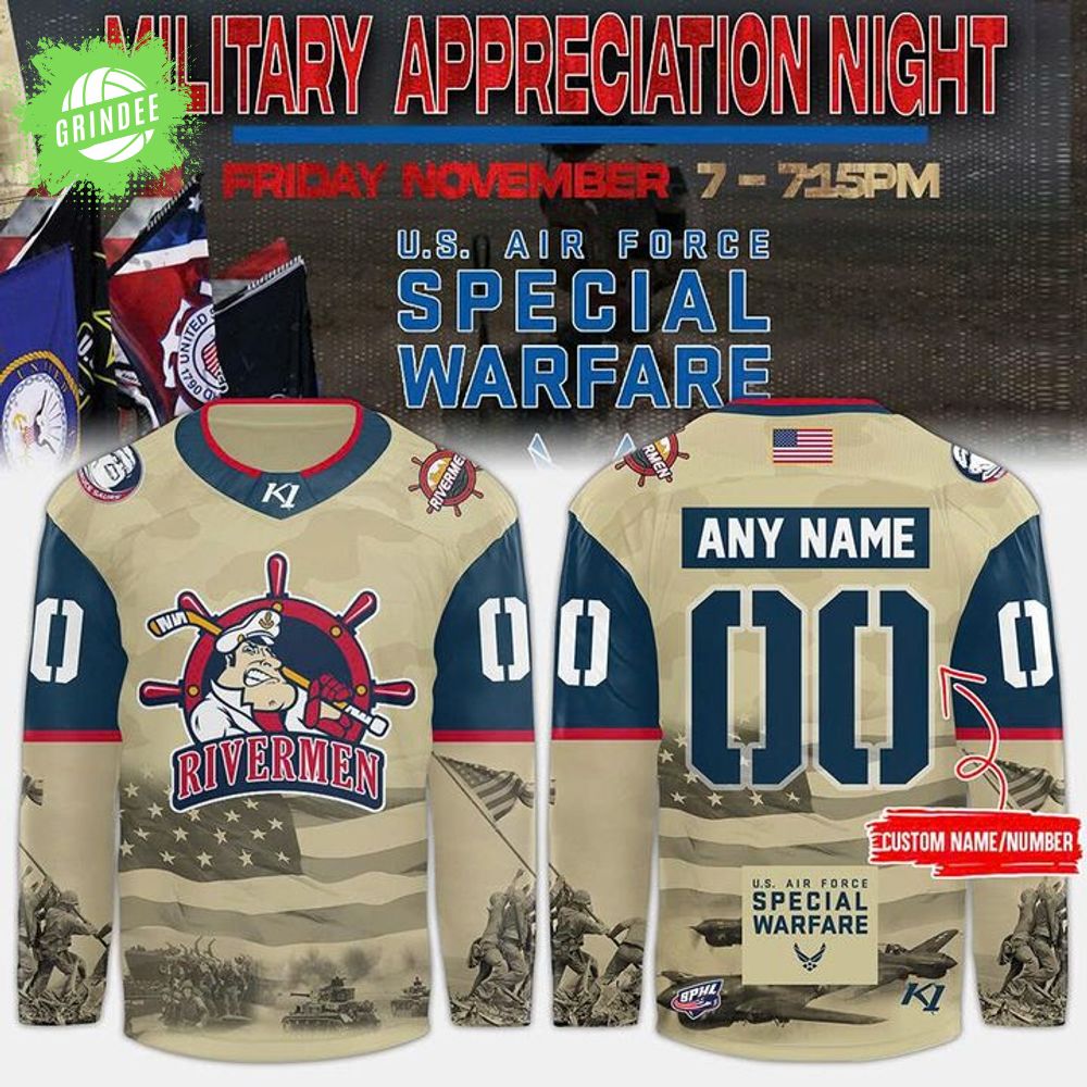 Peoria Rivermen '' Military Night '' Hockey Jersey 2025 Peoria Rivermen '' Military Night '' Hockey Jersey 2025