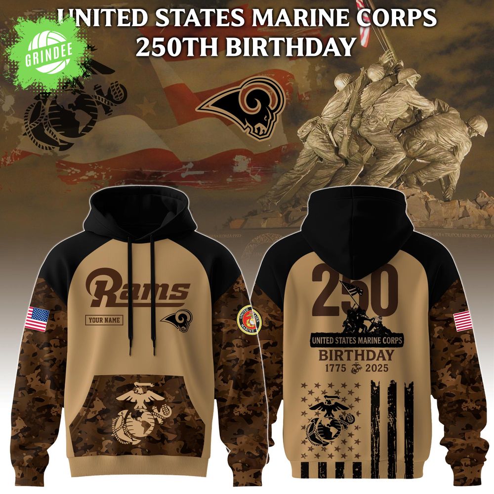 Special Edition Hoodie Los Angeles Rams x U.S.M.C 250th Birthday Anniversary-3D Unisex Hoodie Special Edition Hoodie Los Angeles Rams x U.S.M.C 250th Birthday Anniversary-3D Unisex Hoodie