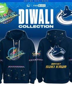 Vancouver Canucks 2025 Navy Diwali Skate Hoodie Limited Edition
