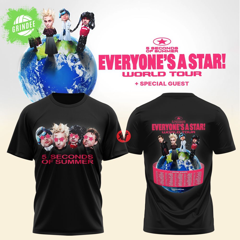 5 Seconds Of Summer — “Everyone’s A Star!” Black Tee 5 Seconds Of Summer — “Everyone’s A Star!” Black Tee