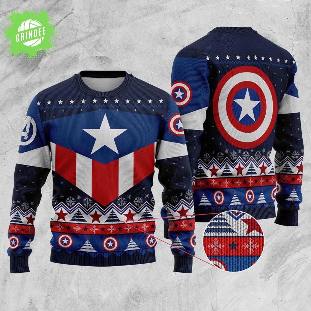Avengers Captain America Christmas theme Ugly Sweater Avengers Captain America Christmas theme Ugly Sweater