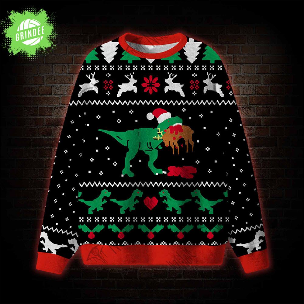 Christmas Dinosaur Ugly Sweatshirts Christmas Dinosaur Ugly Sweatshirts