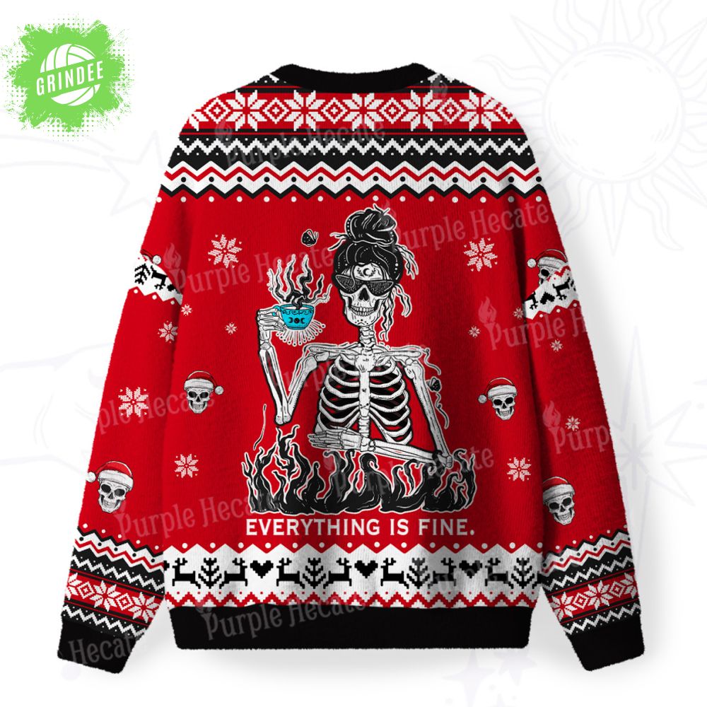 Everything Is Fine Fuzzy Ugly Christmas Sweat Everything Is Fine Fuzzy Ugly Christmas Sweat