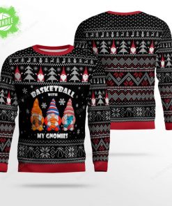 Funny Basketball With My Gnomies Christmas Ugly Sweater