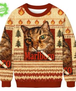 Funny Smoking Cat Meme Christmas Ugly Sweat