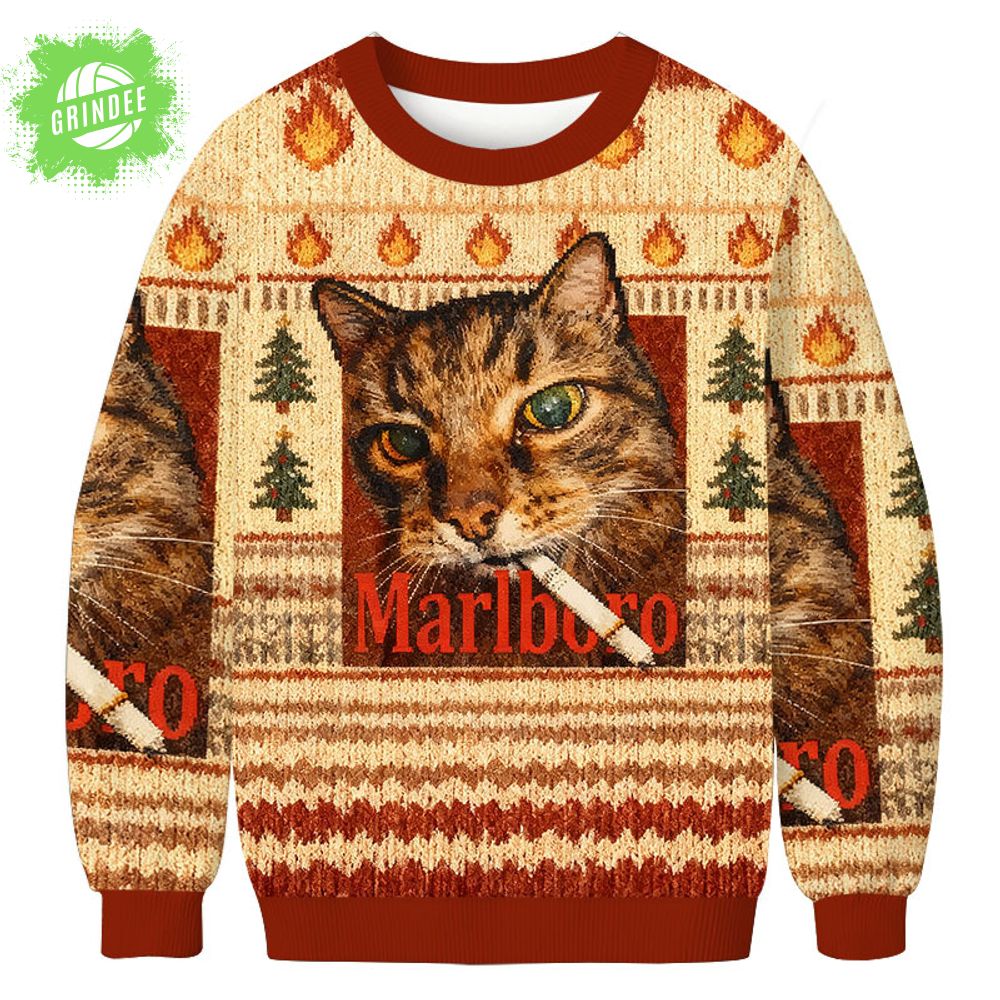 Funny Smoking Cat Meme Christmas Ugly Sweat Funny Smoking Cat Meme Christmas Ugly Sweat