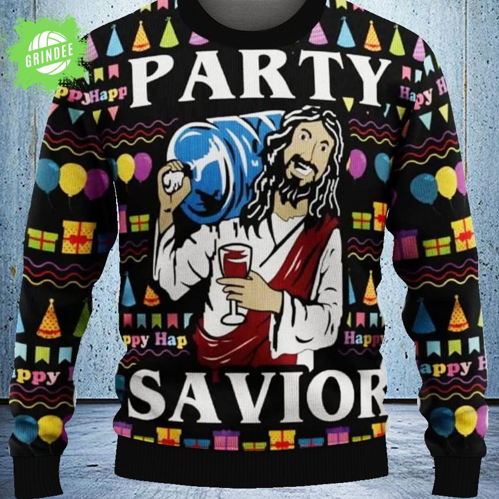 Jesus Party Savior Ugly Christmas Sweater Jesus Party Savior Ugly Christmas Sweater