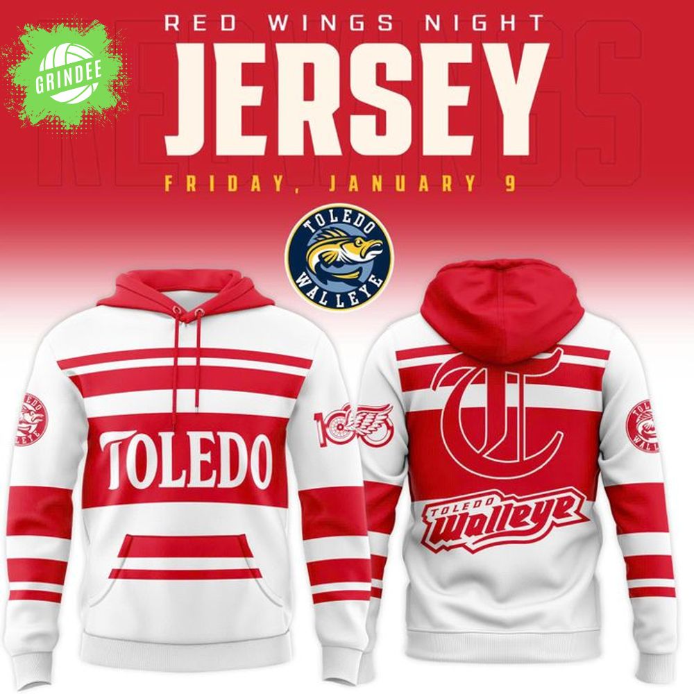 Limited Edition Toledo Walleye x Red Wings Night Hoodie 2025-2026 Limited Edition Toledo Walleye x Red Wings Night Hoodie 2025-2026