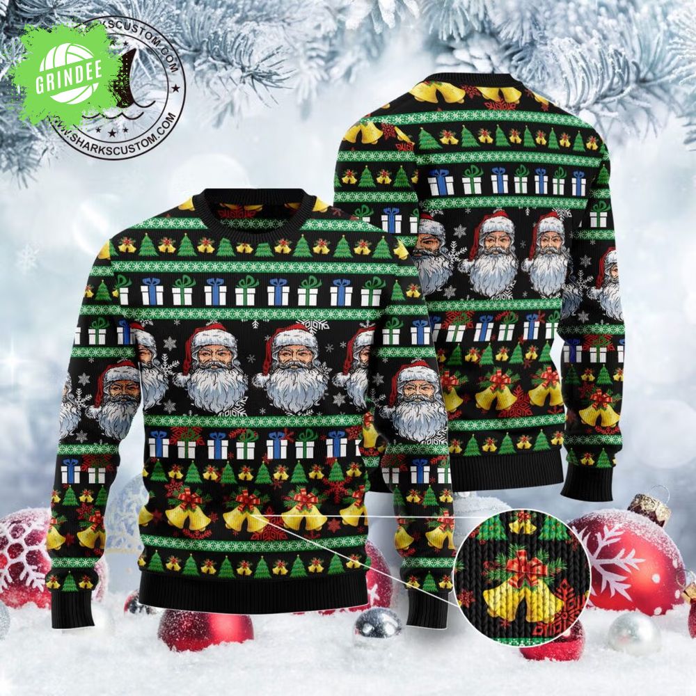 Santa Claus Jingle Bell Ugly Christmas Sweater Santa Claus Jingle Bell Ugly Christmas Sweater