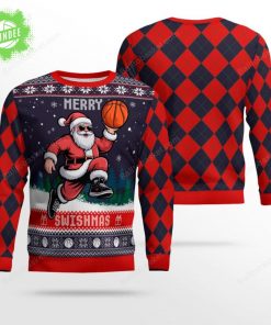 Santa Claus Merry Swishmas Basketball Ugly Sweater