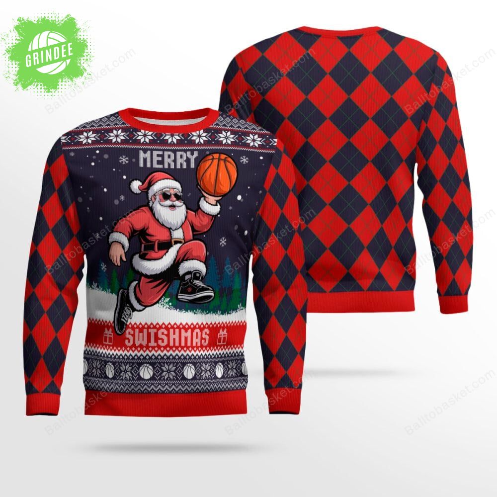 Santa Claus Merry Swishmas Basketball Ugly Sweater Santa Claus Merry Swishmas Basketball Ugly Sweater
