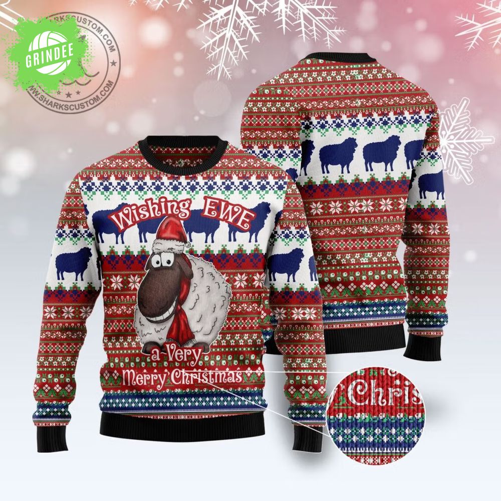 Sheep Wishing EWE Ugly Christmas Sweater Sheep Wishing EWE Ugly Christmas Sweater