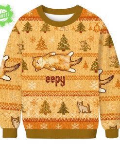 Silly Sleepy Cat Meme Christmas Ugly Sweat