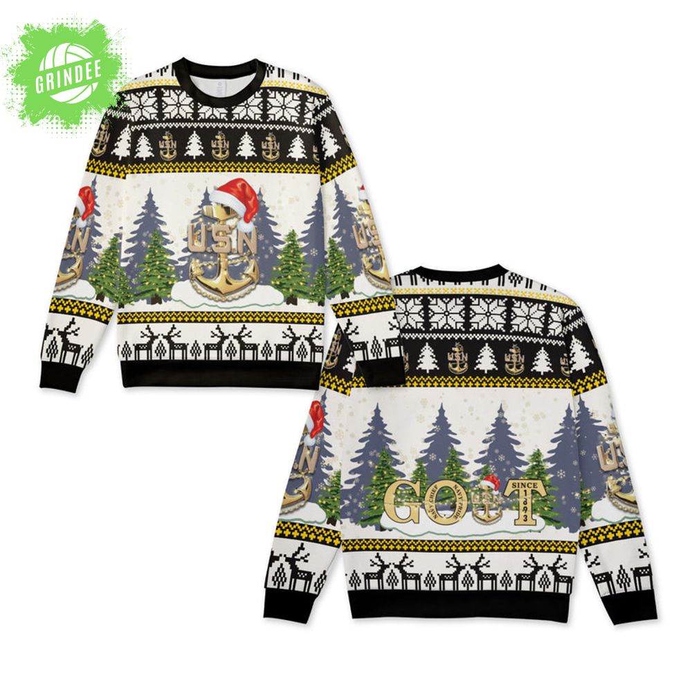 US Navy Senior Chief GOAT Christmas Knitted Sweater US Navy Senior Chief GOAT Christmas Knitted Sweater