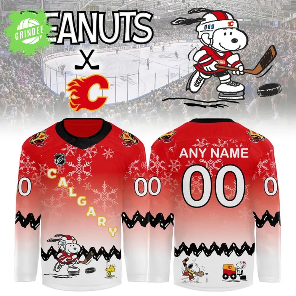 Calgary Flames X Peanuts Night Hockey Jersey 2025 Calgary Flames X Peanuts Night Hockey Jersey 2025