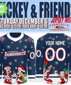 Evansville Thunderbolts x Mickey Merry Christmas 2025 Hockey Jersey