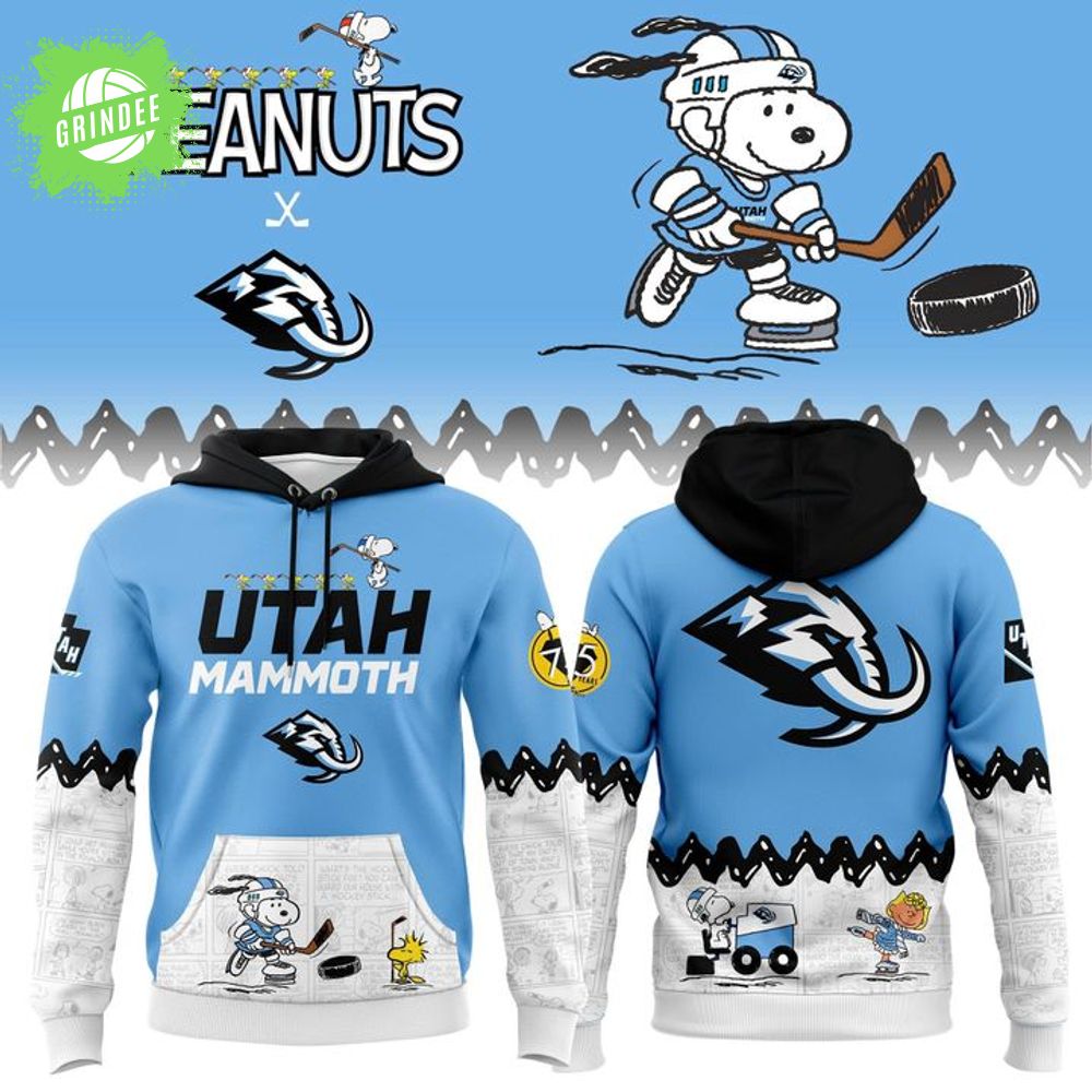 Limited Edition Utah Mammoth '' Peanuts Night '' Snoopy Hoodie Limited Edition Utah Mammoth '' Peanuts Night '' Snoopy Hoodie