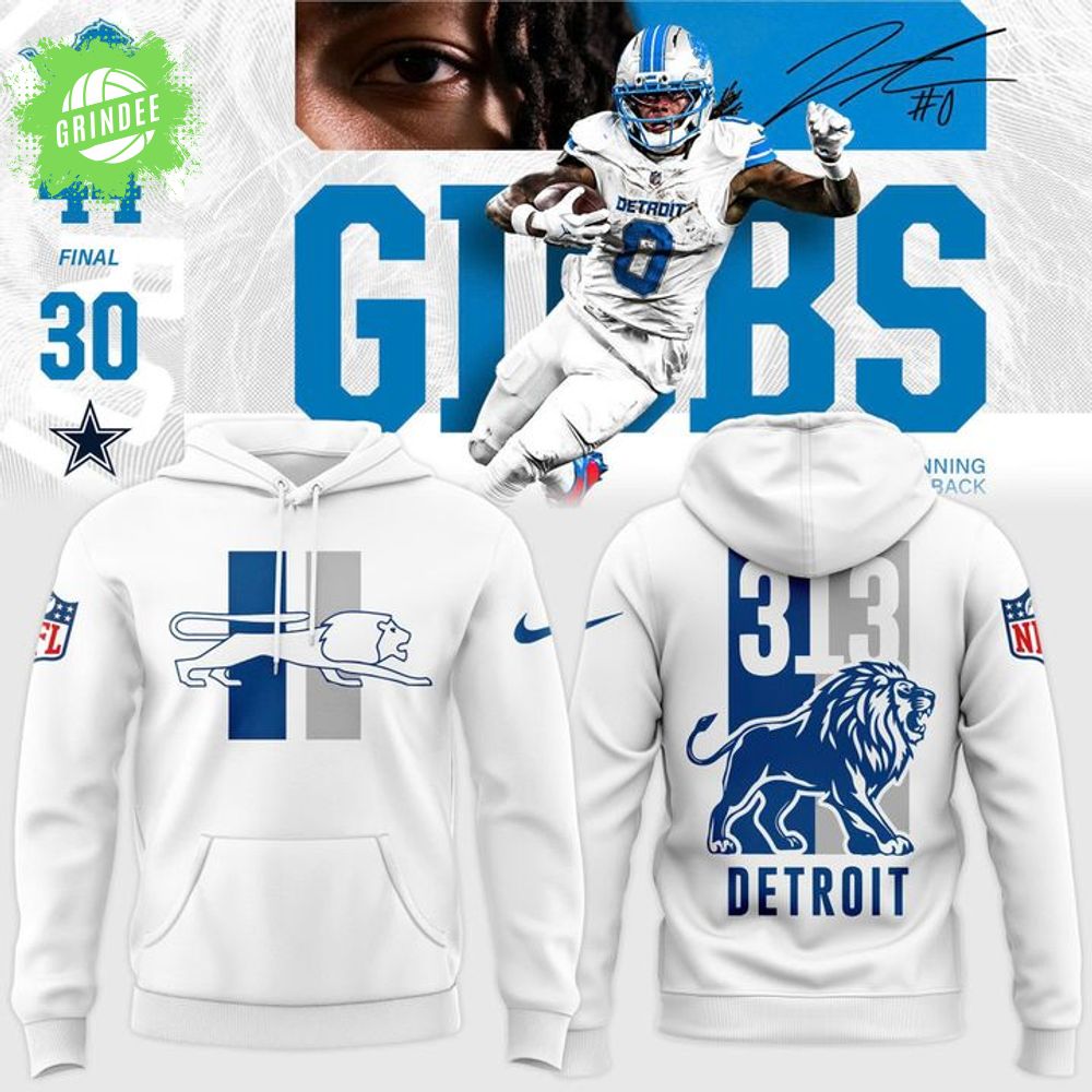 Men's Nike White "Detroit Lions 313 Grit" Hoodie Men's Nike White "Detroit Lions 313 Grit" Hoodie