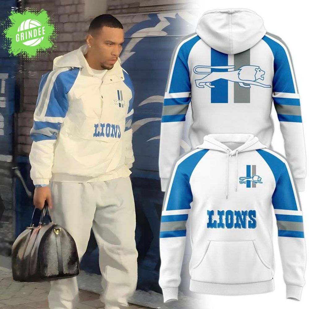 Men's White/Blue Detroit Lions Thursday Night Lights Hoodie Men's White/Blue Detroit Lions Thursday Night Lights Hoodie