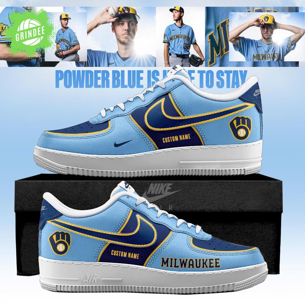Milwaukee Brewers 2026 Powder Blue Custom AF1 Sneakers Milwaukee Brewers 2026 Powder Blue Custom AF1 Sneakers