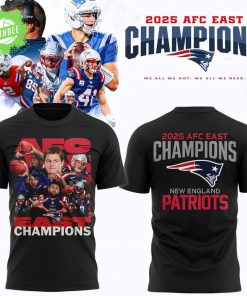 New England Patriots 2025 AFC East Champions Black T-Shirt Limited Edition
