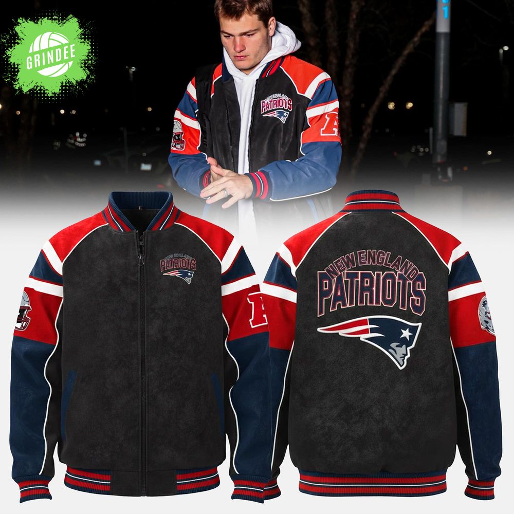 New England Patriots Black Raglan Jacket New England Patriots Black Raglan Jacket