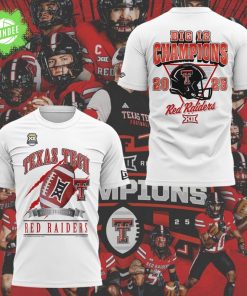 New Era White Texas Tech Red Raiders 2025 Big 12 Football Champions Locker Room T-Shirt
