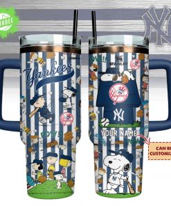 New York Yankees x Peanuts Custom Stanley Quencher 40oz Stainless Steel Tumbler With Handle
