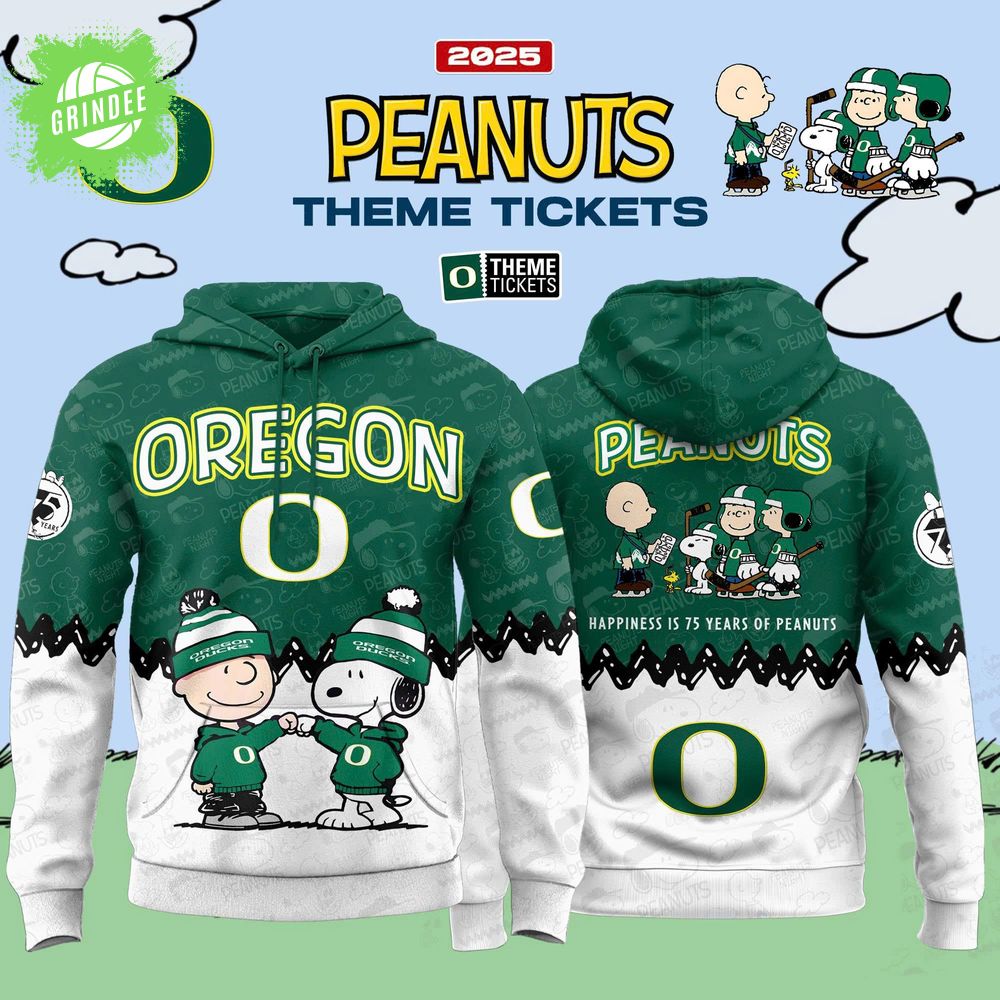 Oregon Ducks x 75th Anniversary Of Peanuts 2025 Hoodie Oregon Ducks x 75th Anniversary Of Peanuts 2025 Hoodie