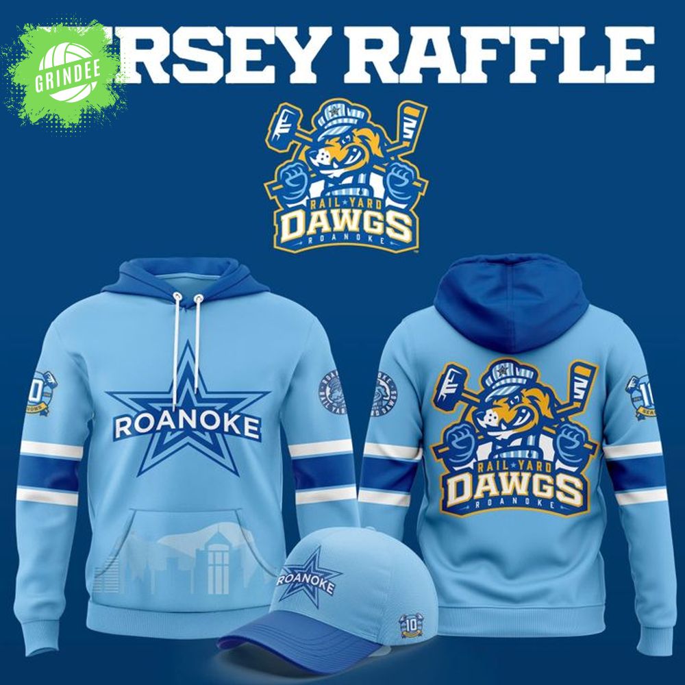Roanoke Rail Yard Dawgs 2025 Light Blue Hoodie Roanoke Rail Yard Dawgs 2025 Light Blue Hoodie