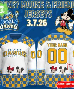 Roanoke Rail Yard Dawgs 2025 Mickey Mouse & Friends New Hockey Jersey