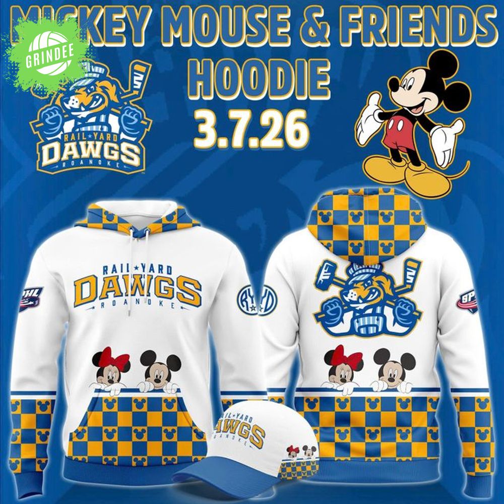 Roanoke Rail Yard Dawgs 2025 Mickey Mouse & Friends New Hoodie Roanoke Rail Yard Dawgs 2025 Mickey Mouse & Friends New Hoodie