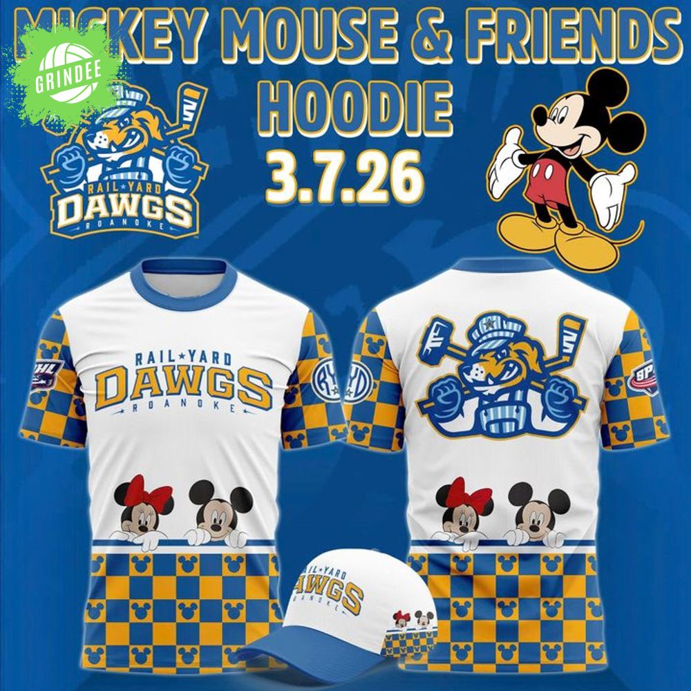 Roanoke Rail Yard Dawgs 2025 Mickey Mouse & Friends New T-shirt Roanoke Rail Yard Dawgs 2025 Mickey Mouse & Friends New T-shirt