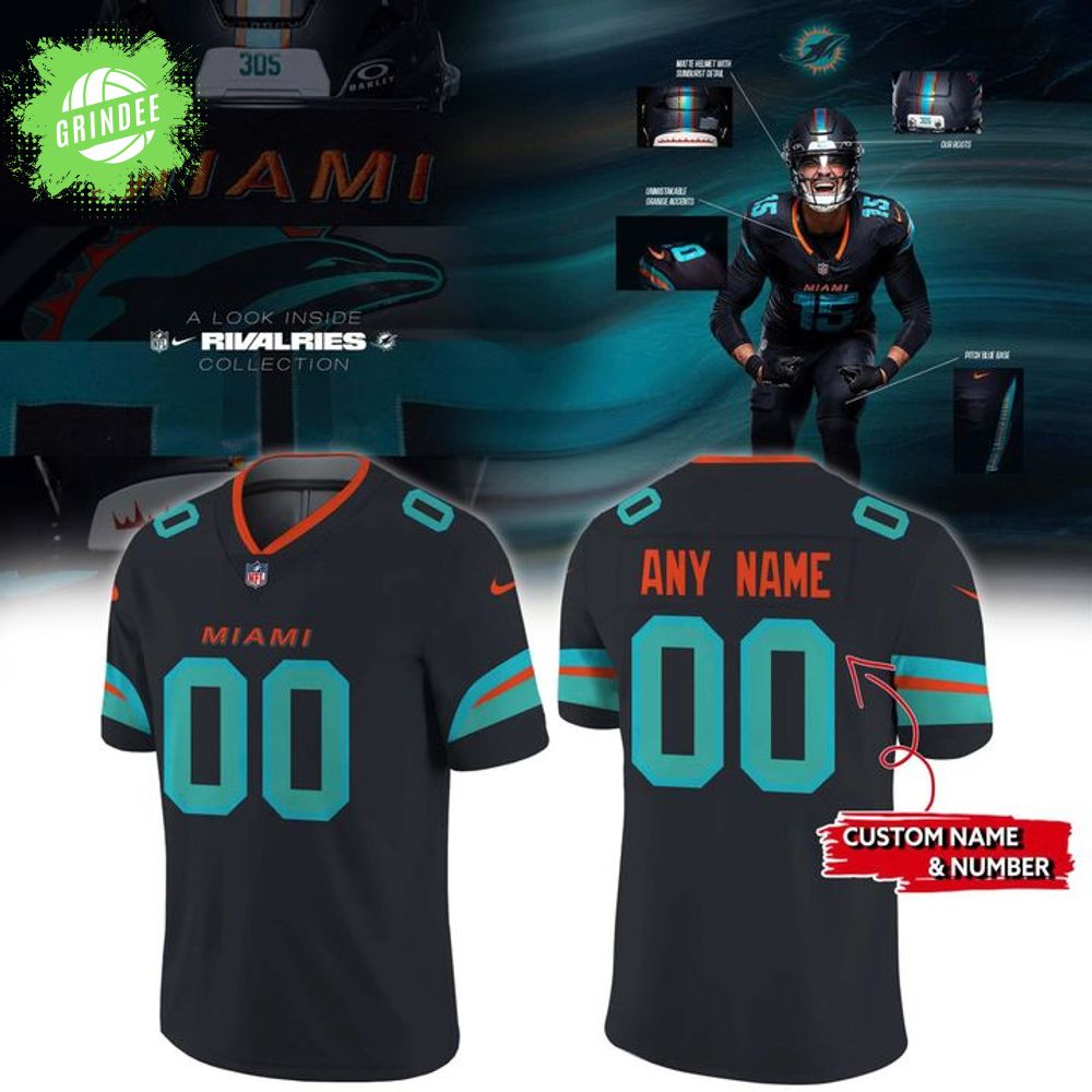 Special Edition Miami Dolphins 2025 Rivalries Custom Name Football Jersey Special Edition Miami Dolphins 2025 Rivalries Custom Name Football Jersey