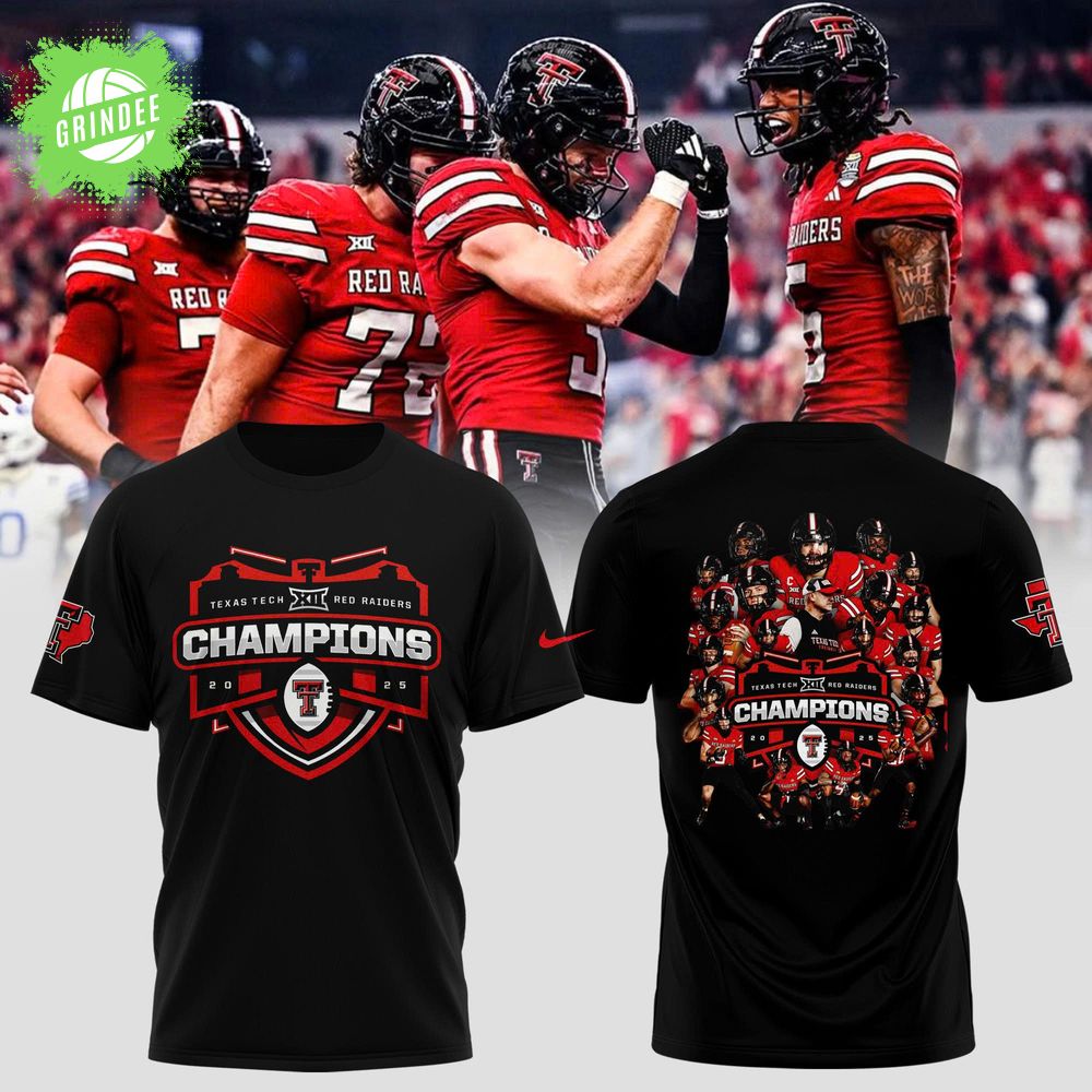 TEXAS TECH RED RAIDERS ARE BIG 12 CHAMPIONS! 2025π Black Tshirt TEXAS TECH RED RAIDERS ARE BIG 12 CHAMPIONS! 2025π Black Tshirt