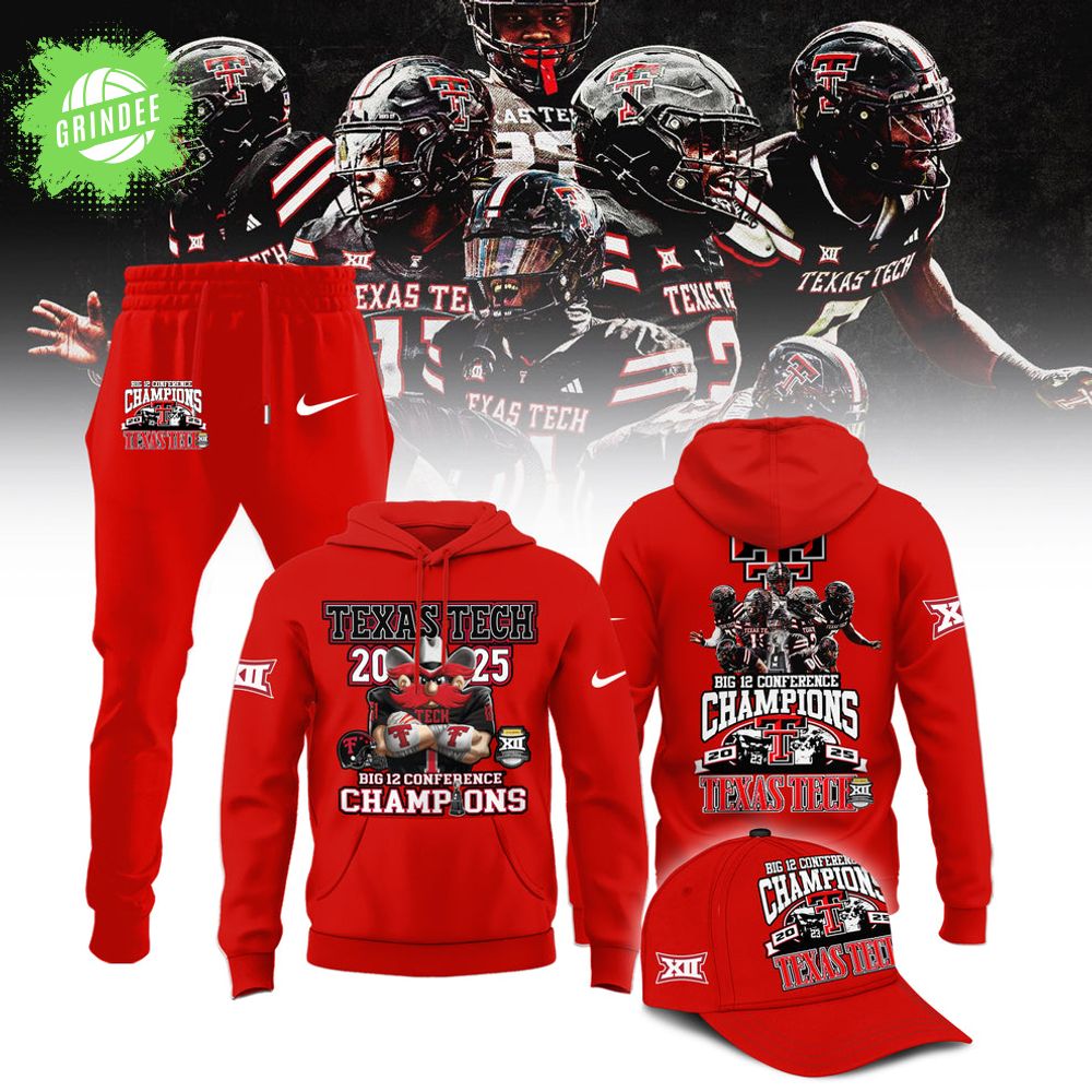 Texas Tech Red Raiders 2025 CHAMPIONS Big12 Football Combo Red Hoodie Texas Tech Red Raiders 2025 CHAMPIONS Big12 Football Combo Red Hoodie