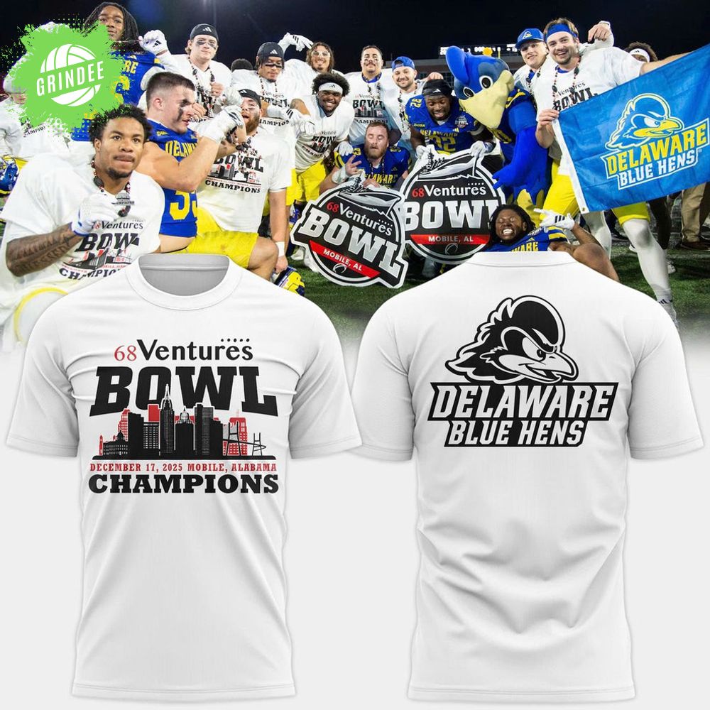 Unisex White Delaware Football 68 Ventures Bowl Bowl Champions T-shirt Unisex White Delaware Football 68 Ventures Bowl Bowl Champions T-shirt