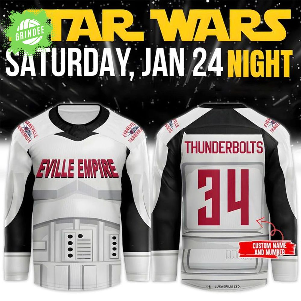 Evansville Thunderbolts 2026 Star Wars Night Jersey Evansville Thunderbolts 2026 Star Wars Night Jersey
