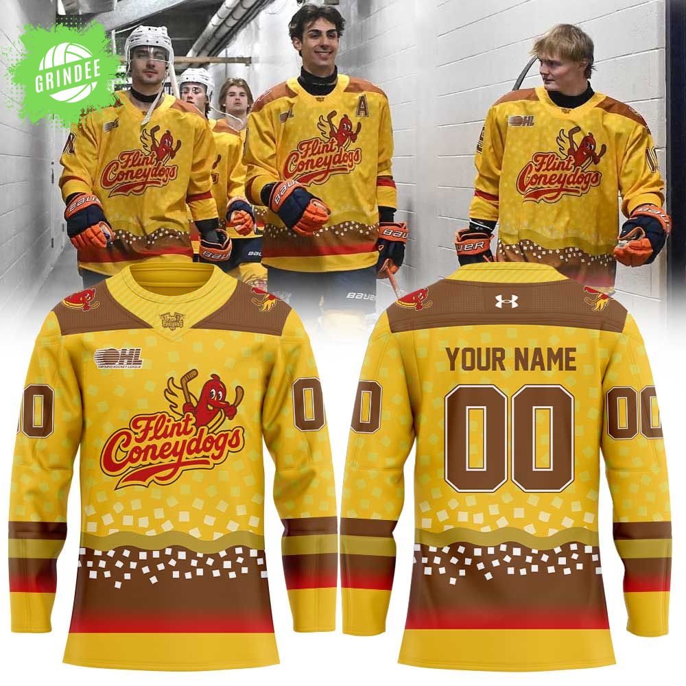 Flint Firebirds Coneydogs Uniform 2026 Hockey Jersey Custom Name, Number Flint Firebirds Coneydogs Uniform 2026 Hockey Jersey Custom Name, Number